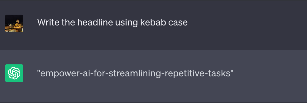 Instructing AI to rewrite a sentence in kebab case