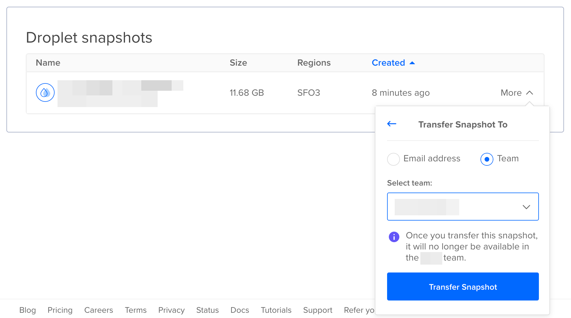 Transfer to email or team